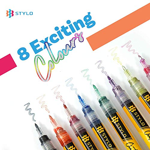 Stylo Marcadores de auto-contorno - Bolígrafos de doble línea de bloc de notas con purpurina Punta 0,7 mm