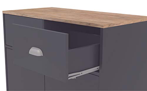 Suarez SZ Buffet bajo Cocina Asfeld Color Gris Grafito 2 Puertas 2 cajones almacenaje Mueble Auxiliar 90x80x40 cm