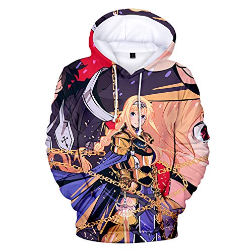 Sudadera con Capucha Serie 3D Imprimir Sword Art Online Alice Moda Casual Pullover Manga Larga Encapuchado Baggy Streetwear,A,XXXXL