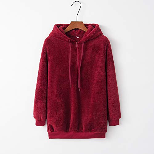 Sudadera Sherpa con capucha para mujer - Rojo - XL
