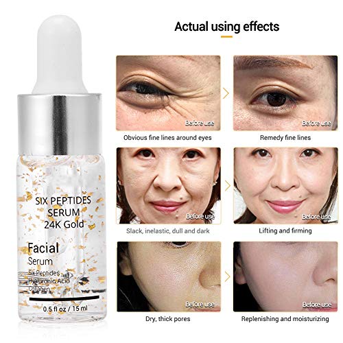 Suero hidratante para la piel, suero para el cuello y la cara, antienvejecimiento, suero de oro de 24 quilates, líneas finas, levanta y suaviza el suero iluminador de la piel para una piel joven