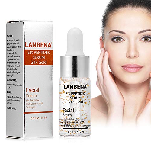 Suero hidratante para la piel, suero para el cuello y la cara, antienvejecimiento, suero de oro de 24 quilates, líneas finas, levanta y suaviza el suero iluminador de la piel para una piel joven