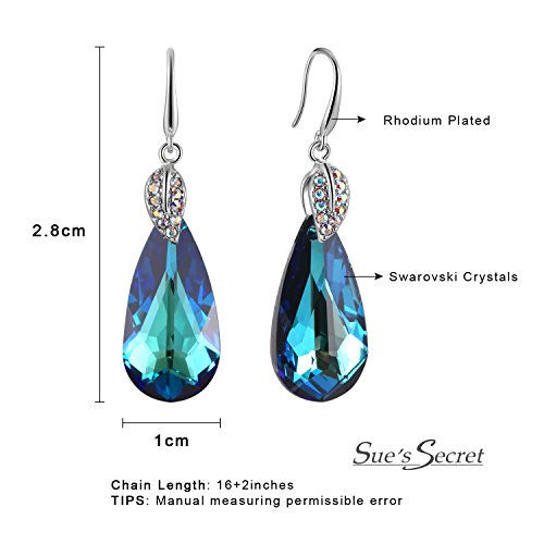 SUE'S SECRET Mujer Rodio talla pera azul cristal