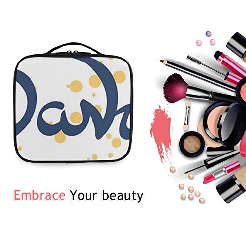 SUGARHE Diseño de Letras Dibujadas a Mano con Fondo Punteado Nombre Masculino Tradicional,Neceser Maquillaje,Bolsa Cosméticos Organizador Brochas Maquillaje Estuches Portátil