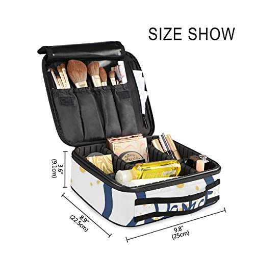 SUGARHE Diseño de Letras Dibujadas a Mano con Fondo Punteado Nombre Masculino Tradicional,Neceser Maquillaje,Bolsa Cosméticos Organizador Brochas Maquillaje Estuches Portátil