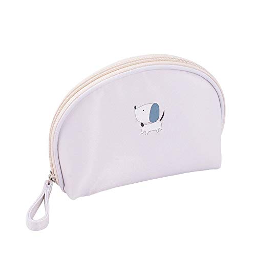 SUIBIAN Cosmético del Recorrido Compacto Semicírculo De Almacenamiento Portátil Salvaje Bolsa De Lavado De Dibujos Animados De Cuatro Colores (Color : White)