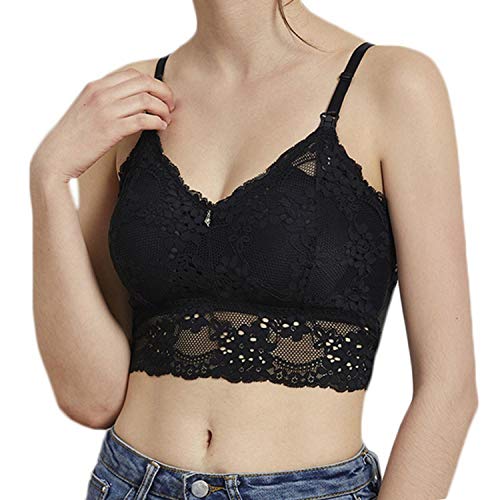 Sujetadores de encaje sexy para mujer, sujetador de lactancia de maternidad, sin costuras, floral, sin mangas, 2020 - - X-Large