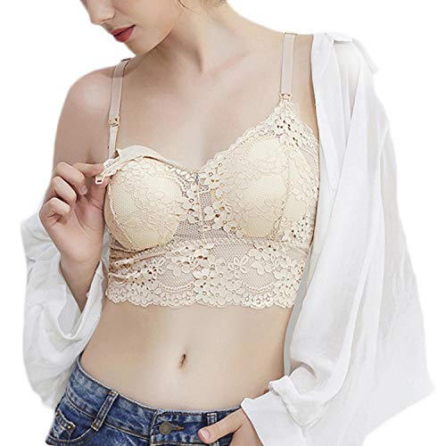 Sujetadores de encaje sexy para mujer, sujetador de lactancia de maternidad, sin costuras, floral, sin mangas, 2020 - - X-Large