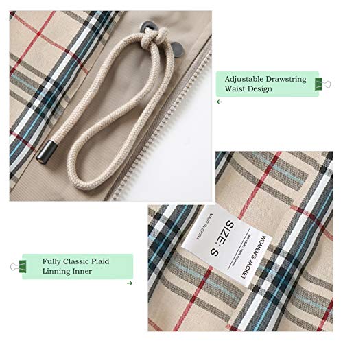 Summer Mae Abrigo de Impermeable Chaqueta con Capucha para Mujer Chubasquero con Forro para Deportes al Aire Libre Beige Medium