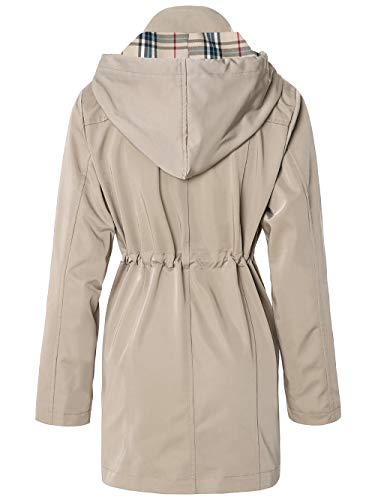 Summer Mae Abrigo de Impermeable Chaqueta con Capucha para Mujer Chubasquero con Forro para Deportes al Aire Libre Beige Medium