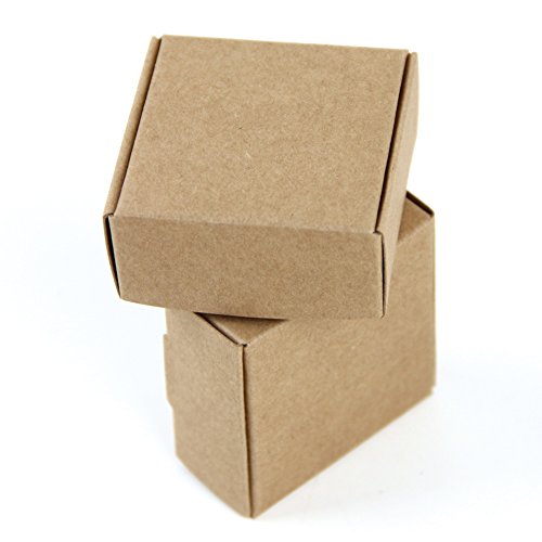 SUNBEAUTY Cajas Kraft marrón de la regalos, Cajas de Papel Kraft Marrón Cartón, Caja de Cartón Pequeño, 5.5 * 5.5 * 2.5cm (50 piezas)