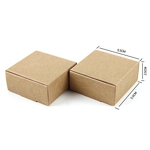 SUNBEAUTY Cajas Kraft marrón de la regalos, Cajas de Papel Kraft Marrón Cartón, Caja de Cartón Pequeño, 5.5 * 5.5 * 2.5cm (50 piezas)