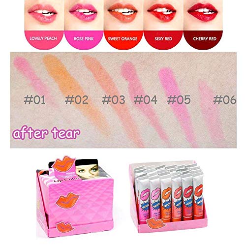 Sungpunet Tatuaggio Color Magic maschera peel off Lip Gloss Tint Long Lasting impermeabile Lip Gloss per le donne ragazze (Cherry Red) utile e bello