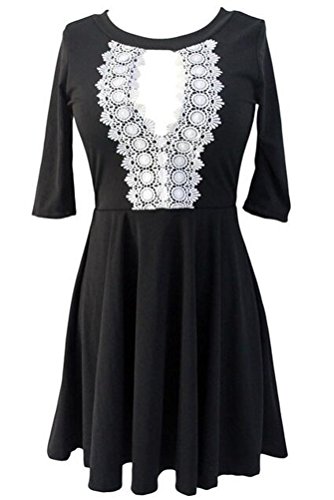 SunIfSnow - Vestido - con aberturas - Básico - Manga Larga - para mujer Negro negro Small