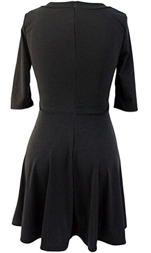 SunIfSnow - Vestido - con aberturas - Básico - Manga Larga - para mujer Negro negro Small