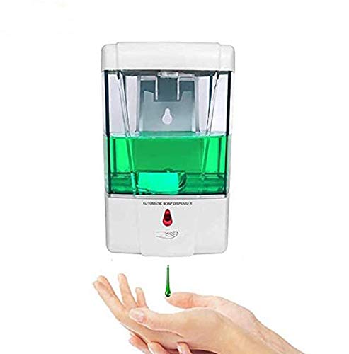 SUNJULY Dispensador de jabón automático, 1PC 700ml Dispensador de desinfectante de Manos sin Contacto Sensor IR con Bloqueo de Cubierta Montaje en Pared 1ml/Gota para Cocina, baño, Escuela