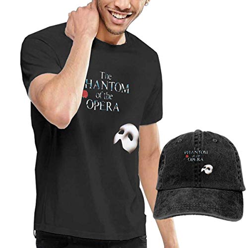 sunminey Homme T- T-Shirt Polos et Chemises Men's The Phantom of The Opera Crew Neck tee Novelty Short Sleeves T-Shirt with Baseball Cap Black