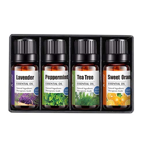 SUNNSEAN 4 Botellas Aceite Esencial de Aromaterapia Natural 100% Puro Esencial 10 ml Juego de Regalo Aceite de Aromaterapia para Difusor