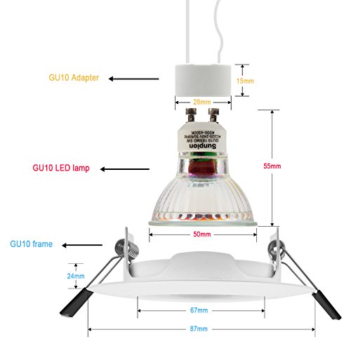 Sunpion Foco Empotrable | LED Luz de Techo 5W Equivalente a Incandescente 60W | Blanco neutro 4500K 600Lm | de techo de iluminación incluye bombilla LED para salón o dormitorio cocina etc 6 piezas