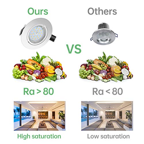 Sunpion Foco Empotrable | LED Luz de Techo 5W Equivalente a Incandescente 60W | Blanco neutro 4500K 600Lm | de techo de iluminación incluye bombilla LED para salón o dormitorio cocina etc 6 piezas