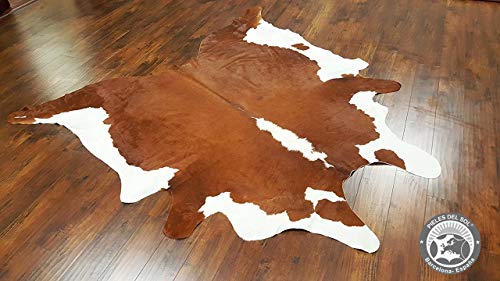 Sunshine Cowhides Alfombra de Piel de Vaca Hereford Marrón y Blanca 220 x 200 cm Pieles del Sol