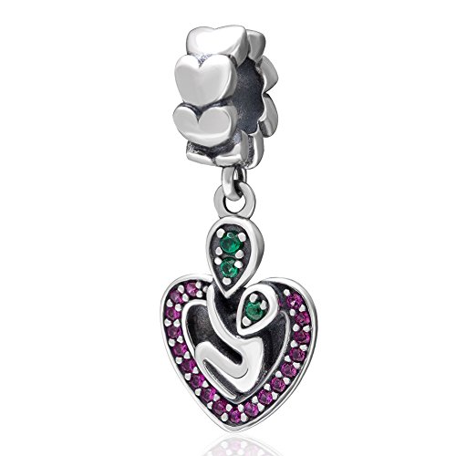 Sunstar colgante de corazón I Love U más pendientes de charms de plata en estilo vintage Beads Compatible con marca pulsera collar DIY