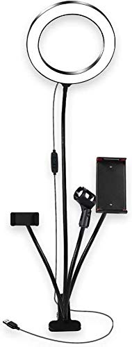 SUNSUY Luz del Anillo LED de 20cm con micrófono Titular del teléfono de Escritorio for el Maquillaje Tutorial de vídeo de Youtube en Vivo NXT