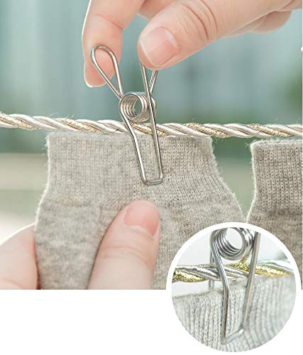 SunTaYon® Pinzas de Ropa, un Conjunto de 40-2,2 Pulgada, Pinzas de Acero Inoxidable, Clavijas de lavandería, no se rompe, no mohosa （ Talla pequeña ）