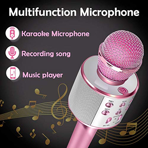 Suntop Micrófono Karaoke Bluetooth, Micrófono Inalámbrico Bluetooth, Bluetooth Altavoz, Micrófono Karaoke Portátil para KTV, Micrófono Wireless Bluetooth Compatibile con PC/iPad/iPhone