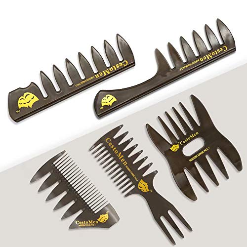 SUNXIN 1x Herramienta de peluquería, dientes anchos y peine de tenedor para suavizado de bigotes y modelado con aceite
