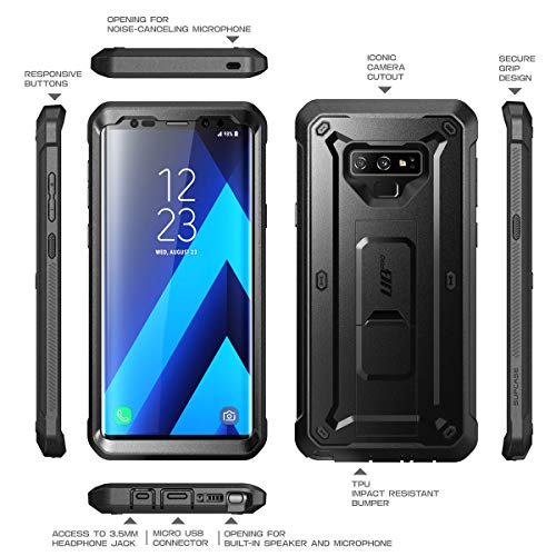 SupCase Funda Galaxy Note 9 [UB Pro] 360 Grados Carcasa Anti-golpes Case con Clip de Cinturon y Protector de Pantalla Incorporada (Negro)