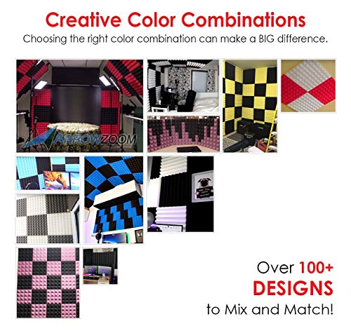 Super Dash 24 Unidades de 25 X 25 X 5cm Insonorizacion Pirámide Espuma Absorcion Aislamiento Acustica Paneles Tratamiento Conjunto SD1034 (NEGRO & AZUL)