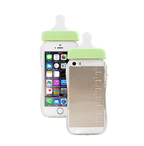 Superideal El caso Para Iphone 6/6S de TPU Transparende diseño de la forma de Biberón fundas Carcasas con Cuerda (6/6S 4.7 Pulgadas, Rosa)