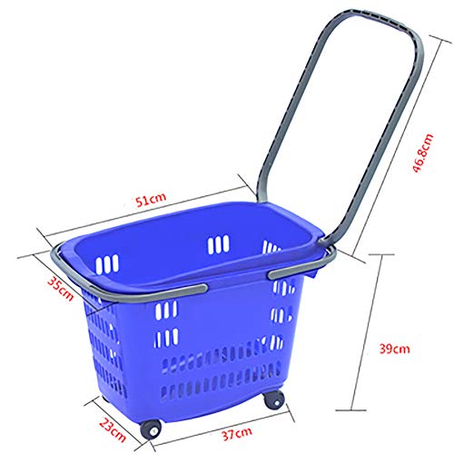 Supermercado Cesta De La Compra, Carro Con Ruedas Compra Cesta De Picnic Cesta De Supermercado Cesta De Plástico Cesta De La Compra Doble Rueda Cesta Barra Telescópica Peso Pequeño Portátil