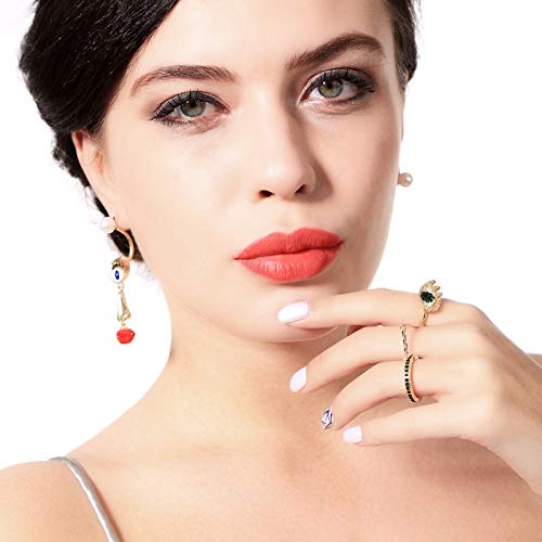 SupKey.L Pendientes asimétricos del Labio del Ojo del Esmalte para Las Mujeres La Perla cuelga los Pendientes Joyería Simple de la Marca