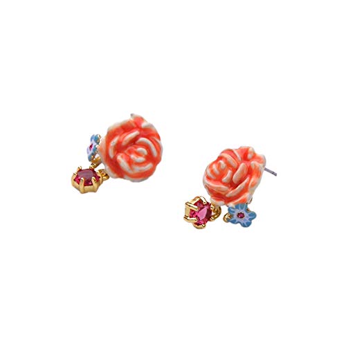 SupKey.L Pendientes de Marca con Encanto para niñas Nuevos Pendientes de Flores de Esmalte de joyería de Moda de Verano