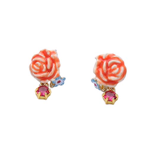 SupKey.L Pendientes de Marca con Encanto para niñas Nuevos Pendientes de Flores de Esmalte de joyería de Moda de Verano