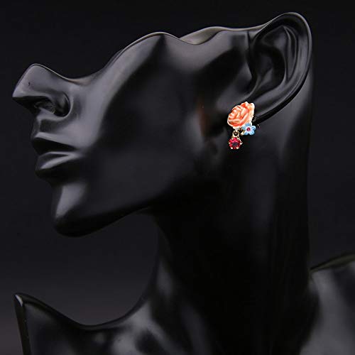 SupKey.L Pendientes de Marca con Encanto para niñas Nuevos Pendientes de Flores de Esmalte de joyería de Moda de Verano