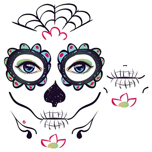 SUPVOX Pegatinas temporales del tatuaje de Halloween calcomanías de maquillaje facial a prueba de agua fresca belleza tatuajes fiesta mascarada decoración 6pcs