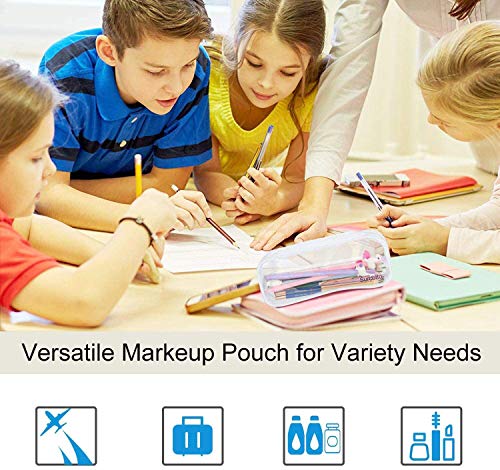 Surcotto - Estuche transparente para lápices y bolígrafos (2 unidades, con cremallera), transparente