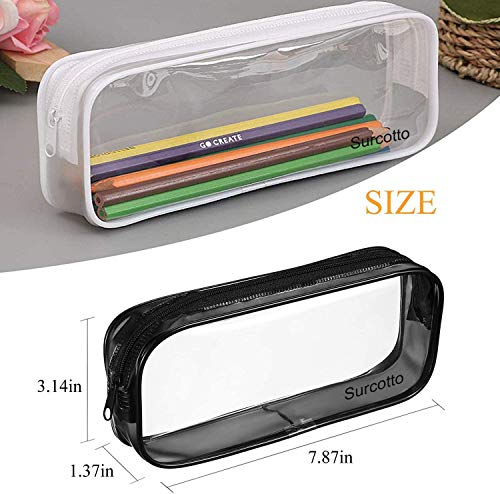 Surcotto - Estuche transparente para lápices y bolígrafos (2 unidades, con cremallera), transparente