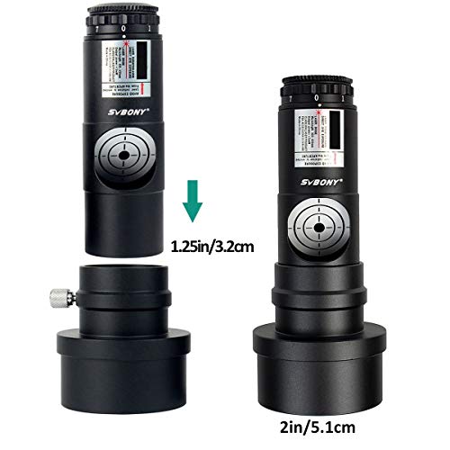 Svbony Colimador Telescopio 1,25" y 2" Adaptador Colimador Metal Colimador 7 Nivel de Brillo Colimador para Telescopio Reflector Newtoniano(Negro)