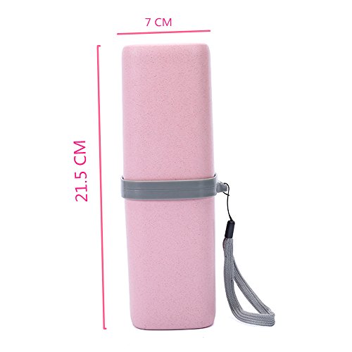 SWIHEL Taza del Cepillo de Dientes para el Viaje, Cepillo de Dientes del Recorrido del baño Caja del sostenedor de la Caja de la Pasta de Dientes de la Taza Accesorios del Viaje fijados.[ Rosado ]