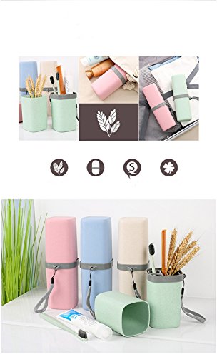 SWIHEL Taza del Cepillo de Dientes para el Viaje, Cepillo de Dientes del Recorrido del baño Caja del sostenedor de la Caja de la Pasta de Dientes de la Taza Accesorios del Viaje fijados.[ Rosado ]