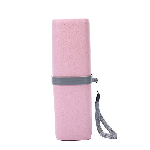 SWIHEL Taza del Cepillo de Dientes para el Viaje, Cepillo de Dientes del Recorrido del baño Caja del sostenedor de la Caja de la Pasta de Dientes de la Taza Accesorios del Viaje fijados.[ Rosado ]