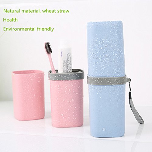 SWIHEL Taza del Cepillo de Dientes para el Viaje, Cepillo de Dientes del Recorrido del baño Caja del sostenedor de la Caja de la Pasta de Dientes de la Taza Accesorios del Viaje fijados.[ Rosado ]