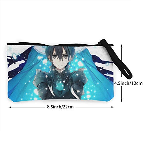 Sword Art Online Kirigaya Kazuto Monedero de lona de viaje Bolsa de maquillaje Clip RFID cremallera bolsa de efectivo para estudiantes mujeres y hombres