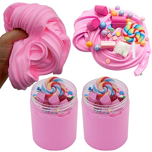 SWZY Cotton Candy Slime Rosa Fluffy Cloud Slime Suministros Stress Relief Toy Perfumado Masilla de Bricolaje Juguete para Lodos para niñas y niños de 8 oz. (120ML * 2)