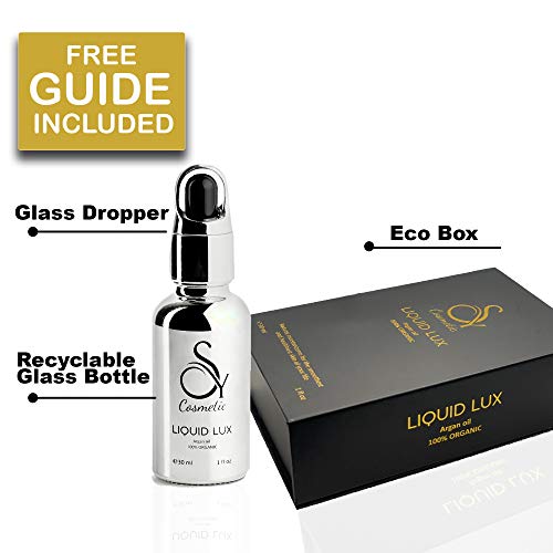 Sy Cosmetic ACEITE DE ARGÁN PURO Prensado en Frío 100% Orgánico, Hidrata Cara, Cuerpo, Cabello y Uñas | Aceite de Masaje, vagano, Botella de Vidrio, Argan Oil (30 ml)