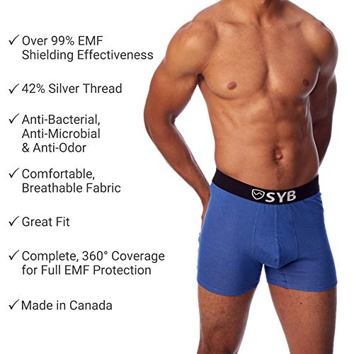 SYB — Bóxer para Hombre, Protección Anti-radiación EMF (Medio (32-34), Azul)